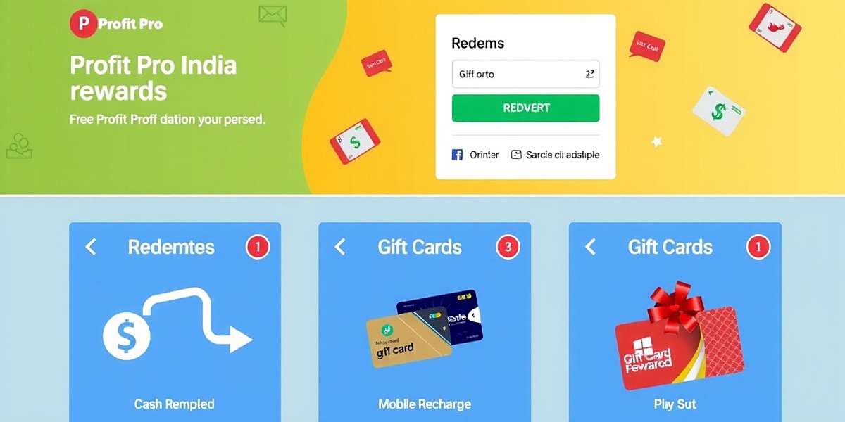 Rewards and Earnings in Profit Pro India Profit Pro India reward system showing various redemption options including cash, mobile recharge, and gift cards